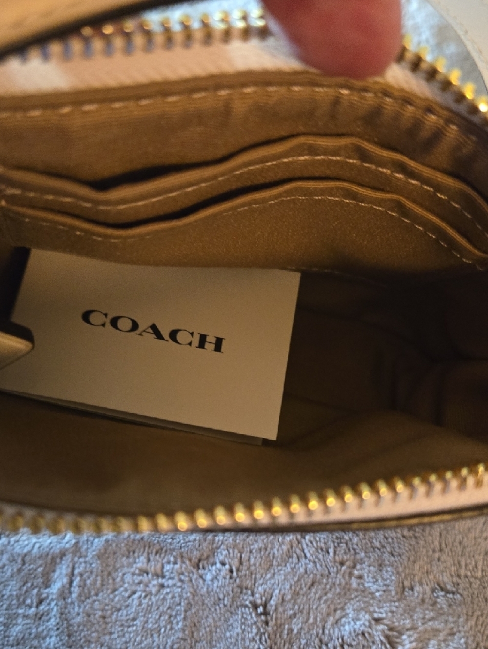 Coach White Pebble Leather Holiday Ornament Wristlet - Picture 8 of 10